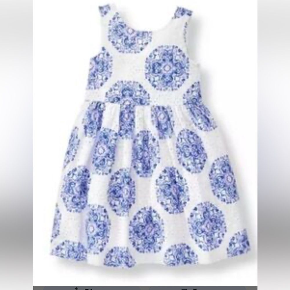 Janie and Jack White and blue floral eyelet dress size 2T